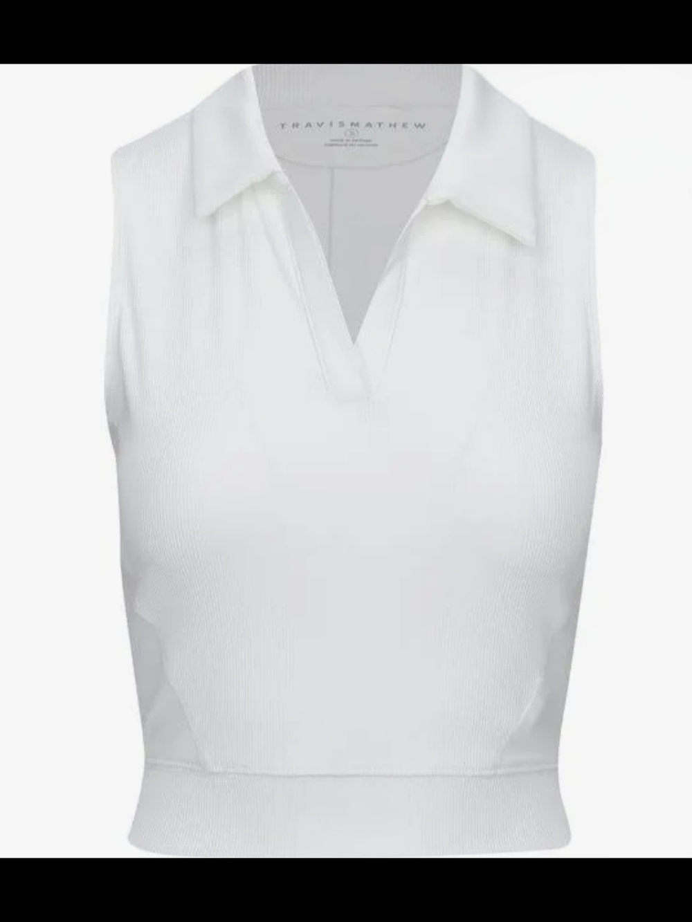 Women's Moveknit V White Ribbed Sleeveless Polo Tank